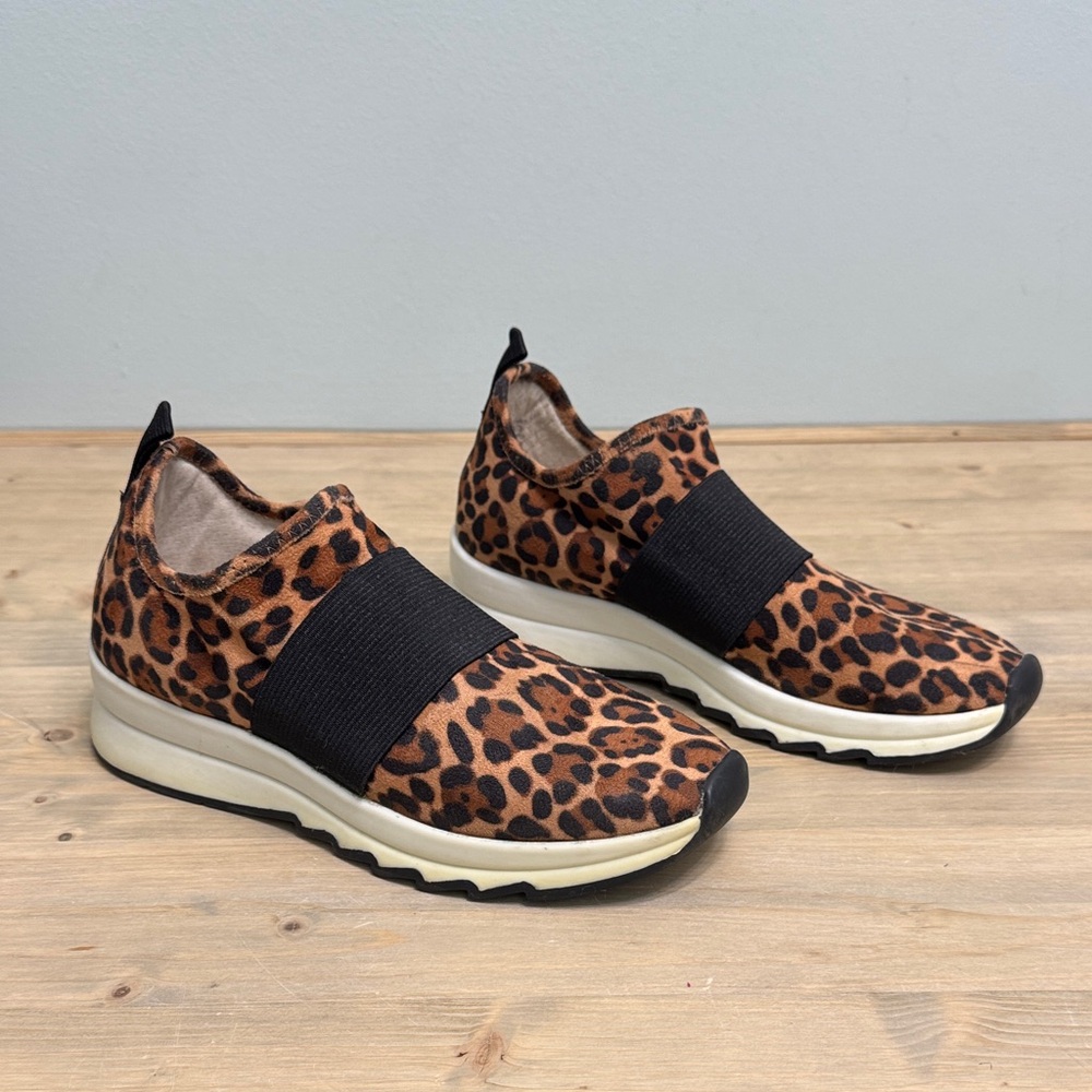 Leopard Print Slip-on Sneakers with Black Strap